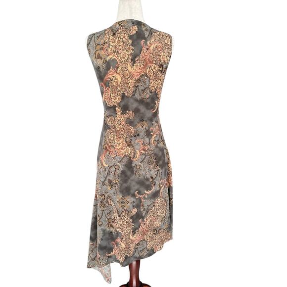 Y2K Vintage Wrap Dress Womens SM Floral Midi Party Whimsigoth Fairy Assymetrical - Picture 7 of 10